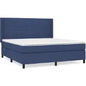 vidaXL Boxspring met matras stof blauw 160x200 cm
