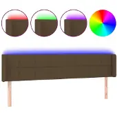 vidaXL Hoofdbord LED 163x16x78/88 cm stof donkerbruin
