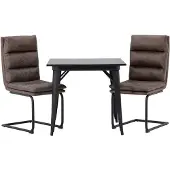 Ebuy24 Tempe eethoek tafel zwart en 2 Zizo stoelen bruin.