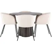 Ebuy24 Olivia eethoek tafel mokka en 4 berit stoelen beige.