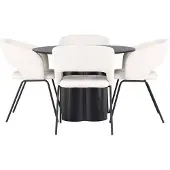 Ebuy24 Olivia eethoek tafel zwart en 4 Day stoelen offwhite.