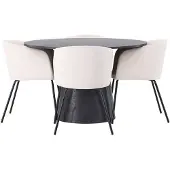 Ebuy24 Lanzo eethoek tafel mokka en 4 berit stoelen beige.