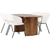 Ebuy24 Isolde eethoek tafel naturel en 4 Day stoelen offwhite.