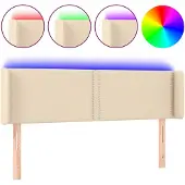 vidaXL Hoofdbord LED 147x16x78/88 cm stof crèmekleurig