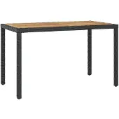 vidaXL Tuintafel zwart en bruin, 123x60x74 cm, massief acaciahout