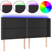 vidaXL Hoofdbord LED 203x16x118/128 cm kunstleer zwart