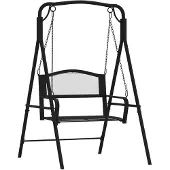 vidaXL Schommelbank 124 cm staal zwart