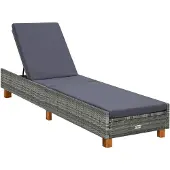 vidaXL Ligbed met kussen poly rattan grijs