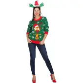 Coppens Kersttrui groen met rendier - 100% acryl - Carnavalskleding heren | Maat Xxl