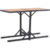 vidaXL Tuintafel massief acaciahout en poly rattan zwart