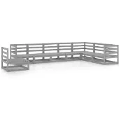 vidaXL 8-delige loungeset voor de tuin, grijs, grenenhout, massief