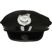 BigBuy Carnaval verkleed Politie agent hoedje - zwart/zilver - voor volwassenen - Politie thema