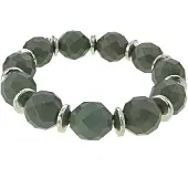 Behave - Elastische armband met grijze kralen - basic stijl - 16,5 cm