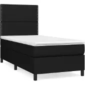 vidaXL Boxspring met matras stof zwart 100x200 cm