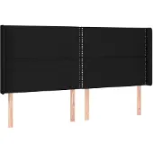vidaXL Hoofdbord met randen 183x16x118/128 cm stof zwart
