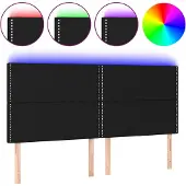 vidaXL Hoofdbord LED 160x5x118/128 cm stof zwart