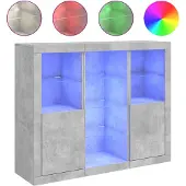 vidaXL Dressoirs met LED-verlichting 3 st bewerkt hout betongrijs