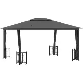 vidaXL Prieel met zijwanden en dubbel dak 3x4 m antracietkleurig