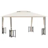 vidaXL Prieel met zijwanden en dubbel dak 3x4 m crèmekleurig