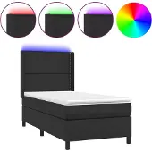 vidaXL Boxspring met matras en LED kunstleer zwart 100x200 cm