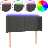vidaXL Hoofdbord LED 93x16x78/88 cm fluweel donkergrijs