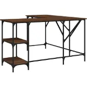 vidaXL Bureau 139x139x75 cm bewerkt hout bruin eikenkleur