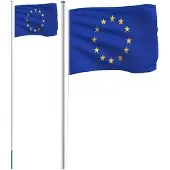 vidaXL Vlag met vlaggenmast Europa 6,08 m aluminium