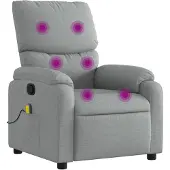 vidaXL Massagestoel verstelbaar stof lichtgrijs