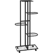 vidaXL Bloemenstandaard met wielen 5-laags 44x23x100 cm ijzer zwart