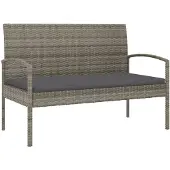 vidaXL Tuinbank met kussen 105 cm poly rattan grijs