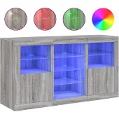 vidaXL Dressoir met LED-verlichting 123x37x67 cm grijs sonoma eiken