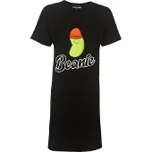 Temptation Dames Nachthemd - Bigshirt - Beanie Print - Zwart - Maat XXL