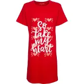 Temptation Dames Nachthemd - Bigshirt - So take my heart Tekst - Rood - Maat XL