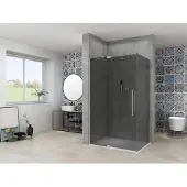 Van Rijn ST08 hoekcabine met draaideur rook glas 90x90cm RVS