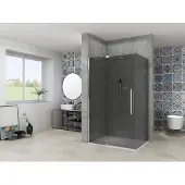 Van Rijn ST08 hoekcabine met draaideur rook glas 110x120cm chroom