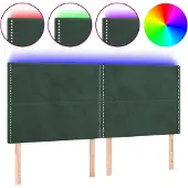 vidaXL Hoofdbord LED 200x5x118/128 cm fluweel donkergroen