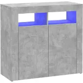 vidaXL Dressoir met LED-verlichting 80x35x75 cm betongrijs