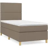 vidaXL Boxspring met matras stof taupe 90x190 cm