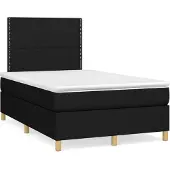 vidaXL Boxspring met matras stof zwart 120x200 cm