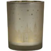 Mars & More windlicht huisjes goud medium 12cm