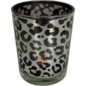 Mars & More windlicht zilver leopard large 18cm*