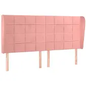 vidaXL Hoofdbord met randen 163x23x118/128 cm fluweel roze