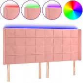 vidaXL Hoofdbord LED 163x16x118/128 cm fluweel roze