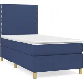 vidaXL Boxspring met matras stof blauw 100x200 cm