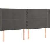 vidaXL Hoofdbord met randen 163x16x118/128 cm fluweel donkergrijs