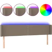vidaXL Hoofdbord LED 183x16x78/88 cm stof taupe