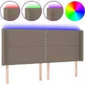 vidaXL Hoofdbord LED 183x16x118/128 cm stof taupe