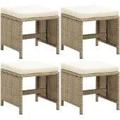 vidaXL Tuinkrukken 4 st met kussens poly rattan beige