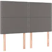 vidaXL Hoofdbord grijs 144x5x118/128 cm kunstleer