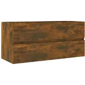 vidaXL Wastafelkast 100x38,5x45 cm bewerkt hout gerookt eikenkleurig